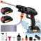 pressure washers cordless 21V, 1500W Portable cordless pressure Power washer uk, with 2 Nozzle, 2 Batteries, 16.5ft Hose Cordless jet washers/pressure washers for Car Floor Gardening Cleaning