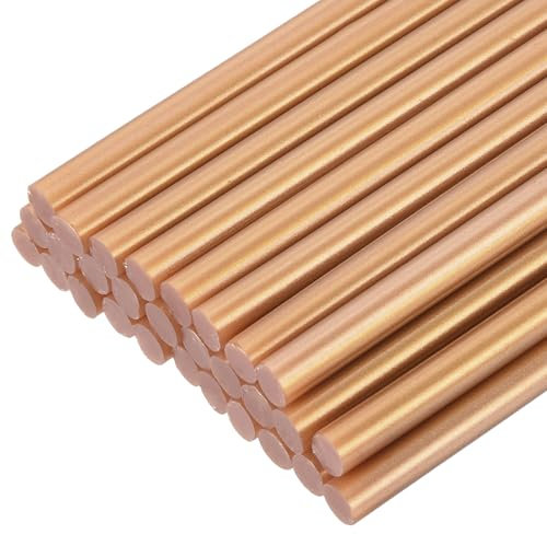 sourcing map 30pcs Mini Hot Glue Gun Sticks 7mm x 100mm High Sticky Small Hot Glue Sticks for Glue Gun, Metallic Gold