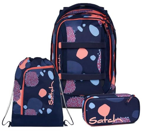 Satch Pack Schulrucksack Set 3tlg. inkl. Schlamperbox und Sportbeutel (Coral Reef)