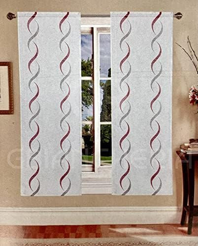 GBiancheria COPPIA TENDE DEBORA 45X150 45X240 PER FINESTRE E PORTEFINESTRE PRONTE DA APPENDERE (Bordeaux, 45x150)