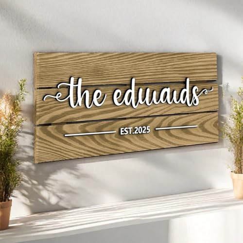 Panneau en Bois Personnalisé, Plaque en Bois Massif Faite à la Main, Cadeau de Pendaison de Crémaillère pour la Maison, le Jardin, le mur Décoratif, le Salon, les Panneaux de Mariage (Wood)