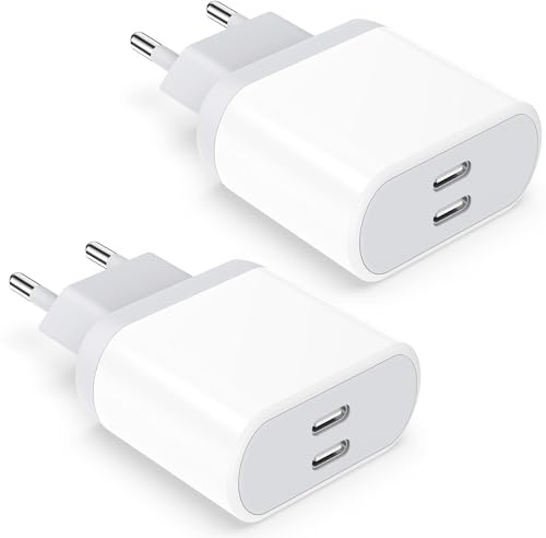 Wiomeog USB C Ladegerät, 2-Pack USBC Adapter for iPhone 16 Pro/16 Pro Max/16 Plus/15/14/13/12/11, 2 Port Netzteil Stecker Type C Schnellladegerät Ladestecker Dual Ladeadapter Netzstecker