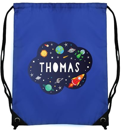 Custom Personalised Space Blue Kit Bag, 3-11 Years. Back to school