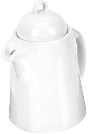 Mikikit Tetera de Cerámica Blanca con Mango para Café y Leche Hervidor de Agua Multifuncional para Cocina y Oficina