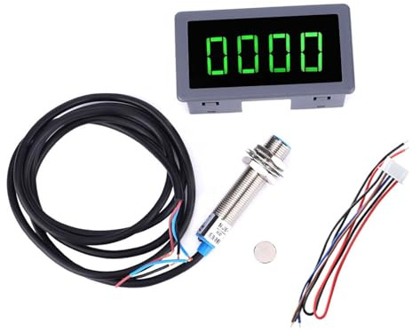 Digitaler Drehzahlmesser Tachometer 10-9999 U/min mit 4-stelliger LED-Anzeige und Hall-Sensor für präzise Motor-Drehzahlmessung ±0,1% Genauigkeit