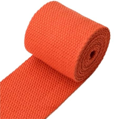 Sangle en Coton 3 mètres 50mm d'épaisseur 2mm Toile Polyester Coton Sangle étiquette Ruban Sacs Sac à Dos Ceinture Biais Bande de Liaison Bricolage Couture Artisanat(04Orange)