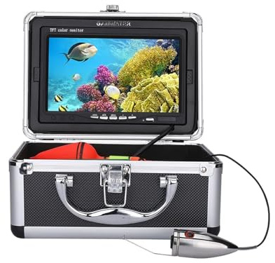 Caméra vidéo de pêche sous-Marine 7 Pouces, Acier Inoxydable, détecteur de Poissons à LED Blanches, écran Couleur, 1000 Lignes TV, 6 LED Clear View(White LEDs 50M Cable)