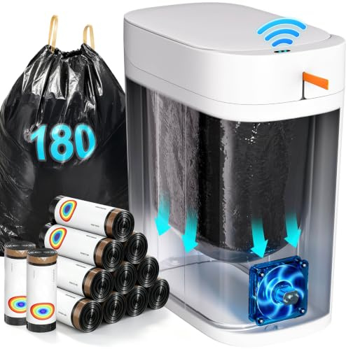 CTIME Marken-Badezimmer-Mülleimer mit Deckel, schlanker, berührungsloser Sensor, automatischer Saugnapf, intelligenter Mülleimer, geeignet für Schlafzimmer, Büros, Küchen und Badezimmer.