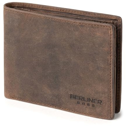 Berliner Bags Geldbörse Herren Vintage, Portmonee aus Leder - Braun | Geldbeutel Herren mit RFID-Schutz, 14 Kartenfächern, 2 Geldfächer, Ausweisfach, AirTag Fach & Münzfach inkl. Geschenkbox
