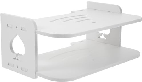 INOOMP Router Shelf Wireless Router Stand White 10.2x6.7x2.4inch High-density Wood Panels Heat Dissipation Vents Easy to Install Suitable for Living-room and Bedroom