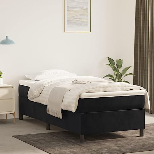 Lumanois Boxspringbett mit Matratze Schwarz 90x190 cm Samt,41.92kg,3144653