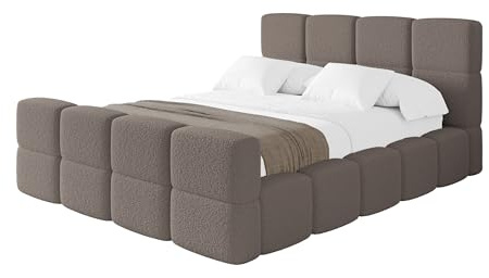 ALTDECOR Polsterbett mit Bettkasten und Lattenrost, Bett mit Kopfteil, Boxbett ohne Matratze, Doppelbett mit Stauraum - NATA-Z 180x200 Braun
