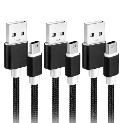 TNSLAND Mini cavo USB corto 1 m, 3 pezzi, Mini USB 2.0 tipo A to Mini B Cable Data Sync and Charging Compatible with Hero 3/4, PS3 Controller