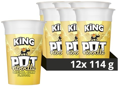 Pot Noodle Original Curry King Pot Noodle instant vegetarian snack quick to make noodles 12x 114 g