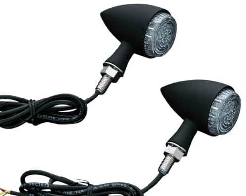 Kuryakyn 2509 Torpedo/Bullet Style Motorcycle LED Lights with Clear Lenses: Rear Position Turn Signal/Blinker, Running and Brake Light Indicators, Matte Black, 1 Pair