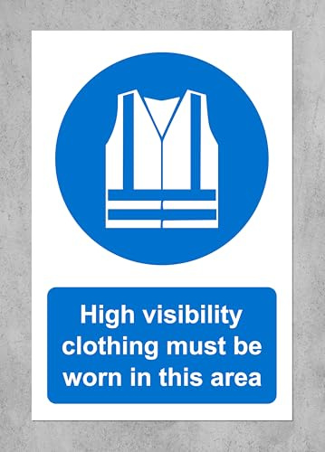 High visibility clothing must be worn in this area safety sign - 1.2mm rigid plastic 300mm x 200mm