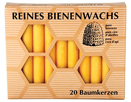 PureNature Christbaumkerzen Bienenwachs, 20 Stück