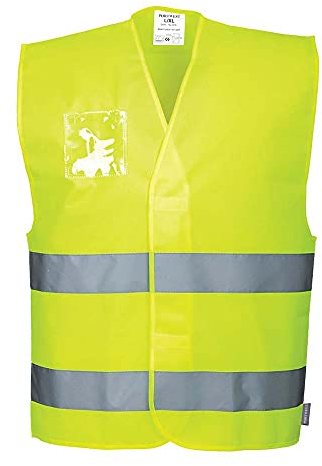 Portwest Hi-Vis Vest - Dual ID Holder, Color: Yellow, Size: L/XL, C475YERL/XL