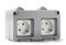 FAMATEL – Doble base | Enchufe de empotrar | Serie Garden | IP55 | Protección Infantil | Este enchufe es a prueba de agua | Fácil de instalar este producto | Aluminio | Gris