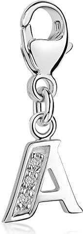 Materia Buchstabe A Anhänger Silber 925 mit 3 Zirkonia - Alphabet Charms C51