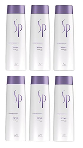 Wella SP Repair Shampoo 6 x 250 ml strapaziertes Haar System Professional Care