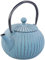 Rosenstein & Söhne Teekanne japanisch: Asiatische Teekanne aus Gusseisen mit Edelstahl-Sieb, 0,5 l, blau (Japanische Gusseisen, Asien, Wasserkocher)