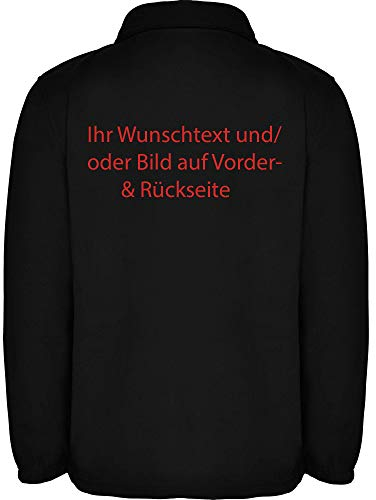 LOCO Customized Herren Fleece Jacke Jacket Pullover Full Zip mit Wunschtext und Graphik L34 (Black, L)