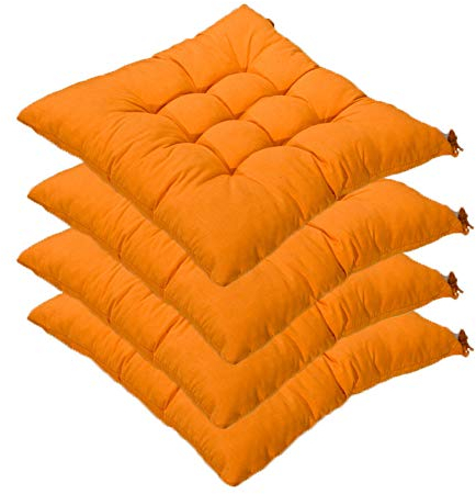 4er Set Sitzkissen,AGDLLYD sitzkissen 40x40 cm,Gartenstuhlkissen Garten Balkon Terrasse (Mehrere Farben zur Auswahl) (Orange)