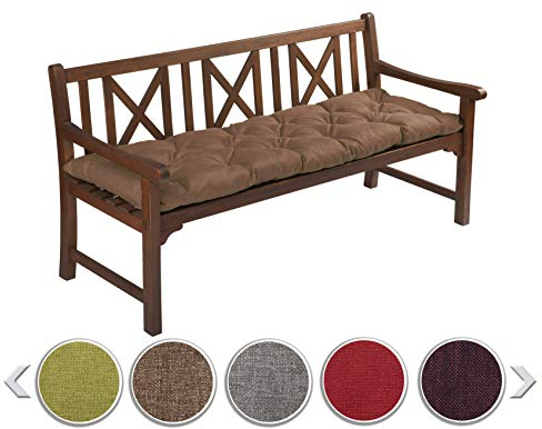 sunnypillow Bankauflage Outdoor - Bankkissen für Bank 110 x 50 cm - Sitzkissen für Hollywoodschaukel - Polsterauflage, Auflage für Gartenbank - Gartenkissen, Stuhlkissen für Gartenmöbel Braun
