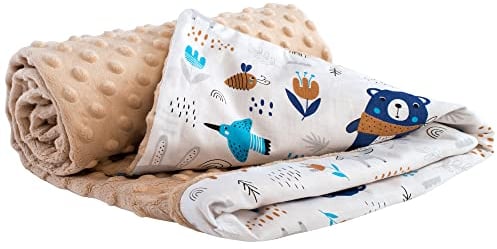 Medi Partners Babydecke Baby Decke Neugeborenen - Kuscheldecke Geschenk Babydecken 75x100cm für Kleinkinder Mädchen Krabbeldecke Kinderbett Kinderwagen 100% Baumwolle (Boho Animals mit beige Minky)