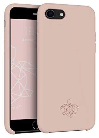 turtleandcase Silikonhülle für iPhone SE(2020) (4,7) - Liquid Silicone Case - Kostenloses Panzerglas - Hochwertiges Silikon Schutz - Kratzfestes Mikrofaserfutter Schutzcase (Sand Pink)