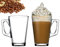 Latte Glasses Set of 2 Tea & Coffee Cups 240ml Temperature Resistant Hot Drink Cafe Mugs with Handle Ideal for Milk Juice Ice Cream Latte, Cappuccino, Espresso and Hot Chocolate