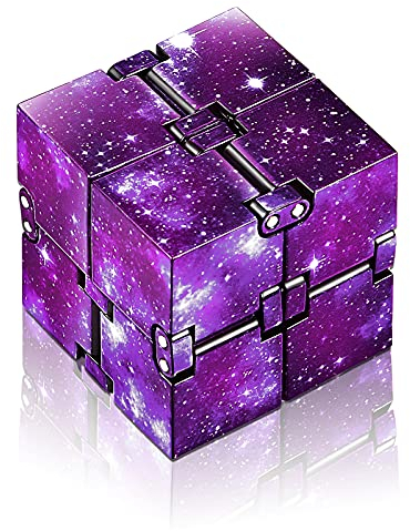 Juguete de Cubo Infinito Mágico Bloques Fidget, Mini Juguetes Sensoriales de Escritorio Herramienta para Aliviar Estrés Suministro de Juego para Austismo TDAH (Espacio Galaxy Púrpura)