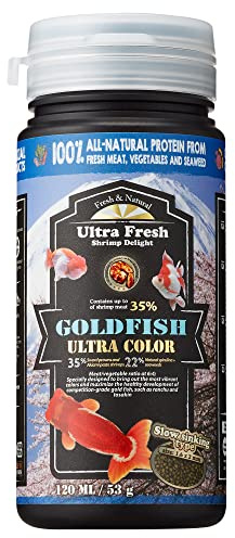 Ultra Fresh Sinking Goldfish Food, Color Enhancing, Balanced Diet, All Natural Ingredients, Clear Water Formula, Slow Sinking Gold Fish Pellets, Goldfish Ultra Color 53g