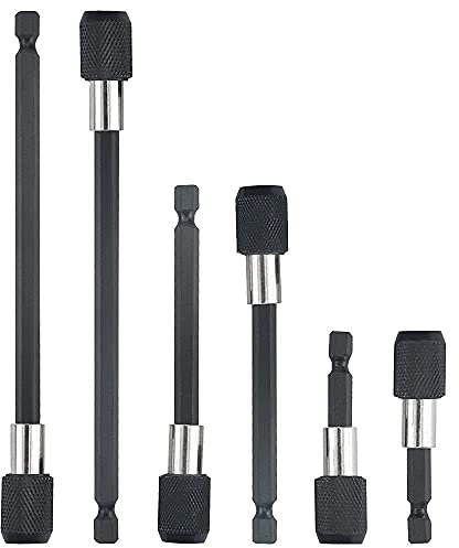 BGTXINGI 6Pcs 2Set 1/4 Inch Hex Shank Magnetic Screwdriver Bit Quick Release Bar Socket Magnetic Extension Chuck Adapter 60mm/ 100mm/ 150mm for Screws Nuts Drill Hand-held Driver