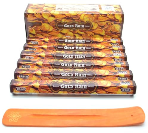Räucherstäbchen Münzen Gold Regen Gold (Gold Coin Gold Rain) Stäbe Joss 120 Räucherstäbchen Räucherstäbchen Zuhause Duft Joss Sticks mit Aschenbecher