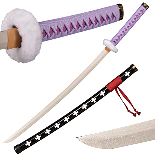 Sword Valley Roronoa Zoro Holzschwert 104cm, Holz Katana, Japanisches Anime Cosplay Schwert-Trafalgar Law Violett
