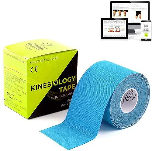 KALAHARI 1 Rolle Kinesiotapes + eBook Anleitung auf Deutsch – Kinesiologie Tape mit Starker Haftung, Wasser- & Schweißresistent, Professionelles Kinesio für Sport und Rehabilitation, 5cm x 5m, BLAU