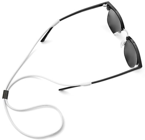Pilotfish Premium Silikon-Sonnenbrillenband, verstellbarer Brillenhalter mit einzigartigem Passthrough-Design – universelle Passform (weiß) weiß