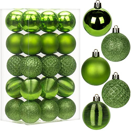 5CM Weihnachtskugeln Ornamente Glitze, 30 PCS bruchsicher Weihnachten Kugeln, Kunststoff Weihnachten Kugeln, Hängen Christbaumkugel Grün fur Weihnachtsbaum Neujahr Ornamente