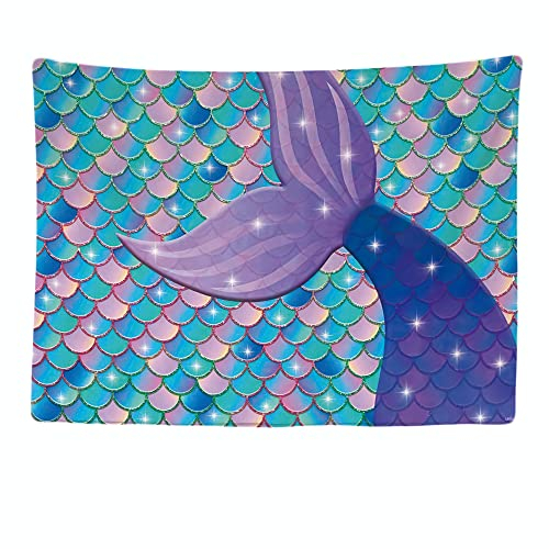 Ulticool Meerjungfrauenschwanz – Decke – 200 x 150 cm – großer Wandteppich – Poster – Dekoration – Geschenk für Mädchen und Jungen