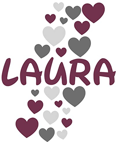 Wandtattoo personalisiert Wandsticker Set mit Namen für Kinderzimmer Babyzimmer Spielzimmer Wandaufkleber Wunschname Mädchen Junge (01 Herzen)
