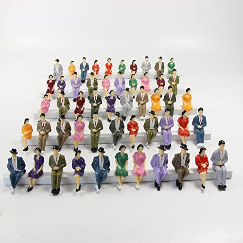 ZYWUOY 50 Stück Personenfiguren, sitzende Figuren, Maßstab 1:32, Modellfiguren, Menschen, DIY, handgefertigt, lilliputanisches buntes Modell, menschliche Figur