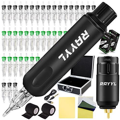 Rayyl Wireless Maschine Pen Set with 1200mAh Battery 40 Stück Cartridges für Professional Anfänger und Künstler