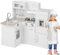 GYMAX Kids Corner Kitchen, Wooden Toy Kitchen with Sink, Stove, Microwave, Oven, Range Hood, Refrigerator, Water Dispenser and Cookware Accessories, Children Role Play Kitchen for Girls Boys (8 in 1)