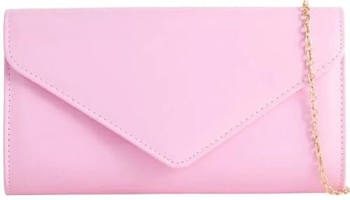 A2ZUKFASHION Pochette da donna, in vernice tinta unita, per matrimoni, feste, feste, serate, a spalla, Rosa neon