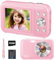 Digitalkamera Fotokamera, FHD 1080P 44MP Kinder Kompaktkamera mit 32GB Karte, Wiederaufladbare Digital Kamera mit 16X Digitalzoom, 2.4 LCD Fotoapparat für Kinder, Mädchen, Jungen, Anfänger(Rosa)