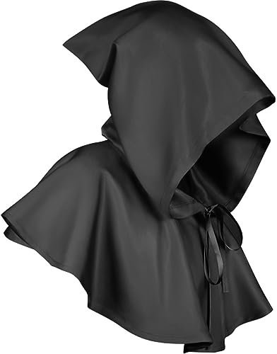 SJTJSPX Mittelalter Gugel Kapuze Halloween Mantel Cosplay Umhang Herren Damen Fasching Cape mit Kreuz Hexe Vampir Kleidung Zubehör Party Karneval Tod Kapuzen Unisex Robe Kostüm Accessoires
