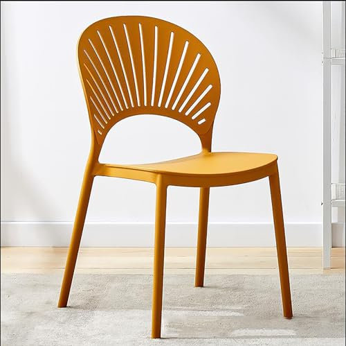 WestUx Silla de Comedor de Apilable de Plástico,Taburete de Cocina Madera Silla de Visita para Ahorrar Espacio con Respaldo en Salas de conferencias,E,47x51x83cm(19x20x33inch)