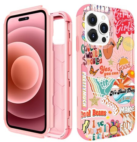 Pegmode for iPhone 14 Pro Max Case - Heavy Duty Protective Designer Collage Cute Cartoon Hard Shockproof Bumper Phone Cases for 14 Pro Max for Girly Women Men Girls Boys Teens